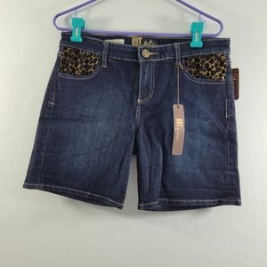 NWT Women's KUT Catherine Boyfriend Jean Shorts Animal Print Pockets Size 8